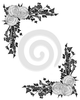Black and white floral border