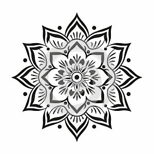 Black And White Floral Mandala: Stenciled Iconography With Simple Designs