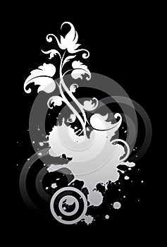 Black and white floral motif
