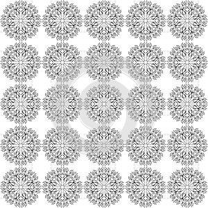 Black and white floral ornament. Intricate seamless background. Vector