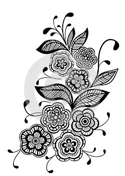 Black and white floral pattern design element