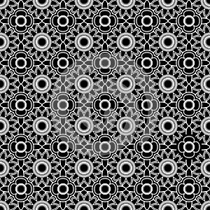 Black and white floral seamless pattern.