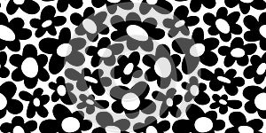 Black and white floral seamless pattern illustration