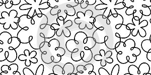 Black and white floral seamless pattern illustration
