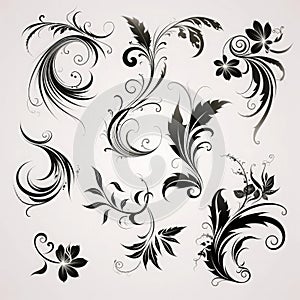 Black & White Floral Vortexes