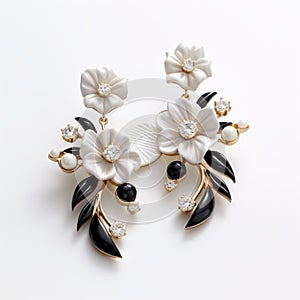 Black And White Flower Earrings Melvin Sokolsky Style On White Background