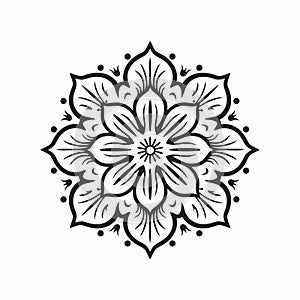 Black And White Mandala Icon Design With Floral Accents photo