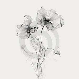 Minimalist Line Drawing Of Smoke Flowers photo