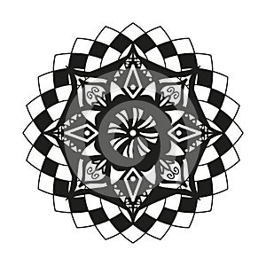 Black and white flower, Mandala art