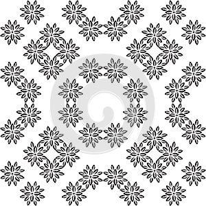 Black and white flower repeat pattern, detail