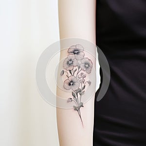 Black And White Flower Tattoo: A Delicate Blend Of Hallyu And Watercolor Technique