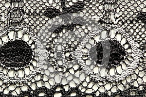 Black and white flowers lace material texture macro shot