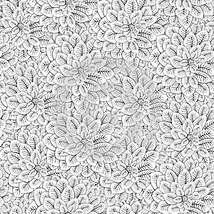 Black white flowers seamless pattern