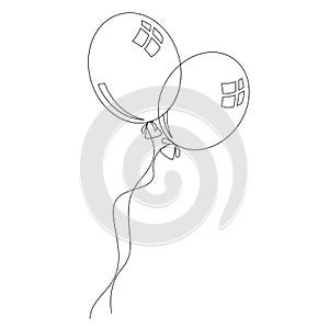 Black and white flying balloons. Illustration can be used for coloring book and pictures for children