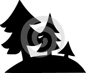 black and white of forest trees illustration