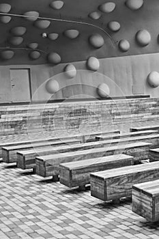 Black and white fragment of a scene with concrete bubbles