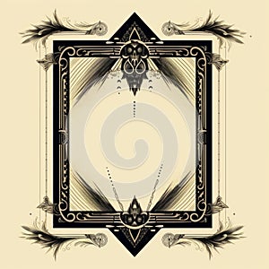 a black and white frame with ornate design