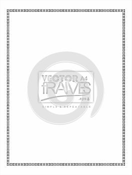 Black and white frame vector. A4 size frame. Small element pattern frame design. Simple Rectangular frame.