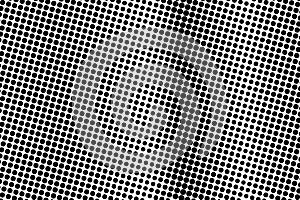 Black white frequent dotted gradient. Half tone background. Dark greyscale dotted halftone.