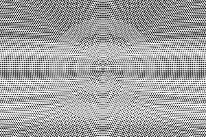 Black on white frequent halftone texture. Horizontal dotwork gradient. Rough dotted vector background