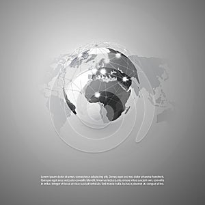 Black and White Futuristic Modern Style Cloud Computing, Global Networks and Telecommunications Concept Design with Earth Globe