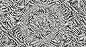Black and white geometric abstract pattern with sharp angular lines and striped texture