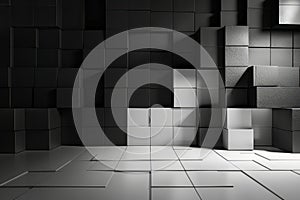 A black and white geometric concept background
