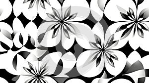 Black And White Geometric Floral Pattern Seamless Repeat