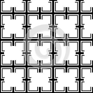 Black And White Geometric Pattern Repeated Design On White Background