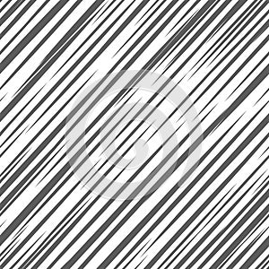 Black and white geometric pattern. Seamless abstract background. Vector stripe, lines. Horizontal speed line pattern.