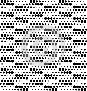 Black and white geometric seamless pattern with circle, abstract