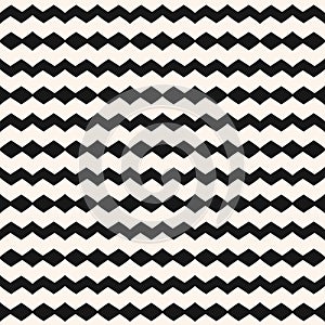 Black and white geometric seamless pattern with horizontal stripes, zigzag lines