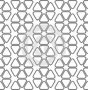 Black and white geometric seamless pattern with line and rounded