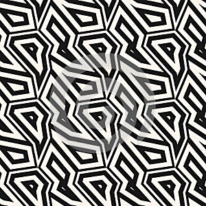 Black and white geometric seamless pattern. Vector abstract linear background