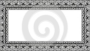 Black and white geometric tribal pattern rectangular border design frame