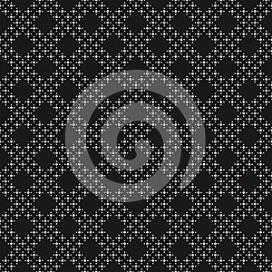 Black & white geometric vector texture, dots in diagonal grid
