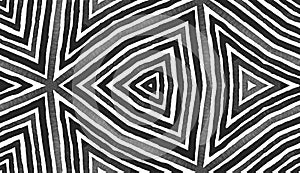 Black and white Geometric Watercolor. Admirable Seamless Pattern. Hand Drawn Stripes. Brush Texture