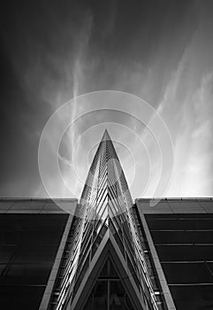 Black and white geometry glass building
