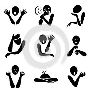 Black and white gesture illustration set