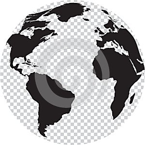 Black and white globe with transparency on seas