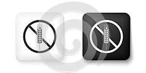 Black and white Gluten free grain icon isolated on white background. No wheat sign. Food intolerance symbols. Square