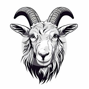 Black And White Goat Vector Illustration With Horns