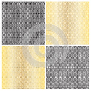 black white gold seamless fretwork patterns