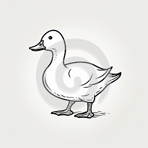 Black And White Goose Illustration In Flat Shading Style