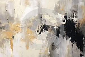 Black, White, Gray and Gold Abstract Modern Art Acrylic Canvas Painting