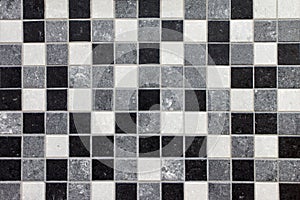 Black, white and gray mosaic tiles