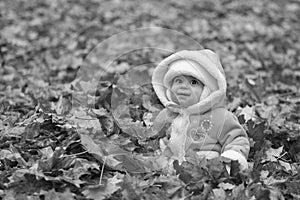 Black and white grinning baby