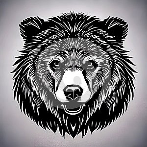 Black and white Grisly Bear Head tattoo art