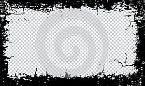 Black and white Grunge frame, Abstract vintage grunge vector template for distressed old photo light effect and film grain texture