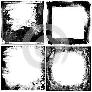 Black and white grunge frames backgrounds